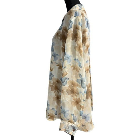 Notations Clothing Co. - Sheer Floral Button Down Blouse - Size XL - Picture 2 of 7